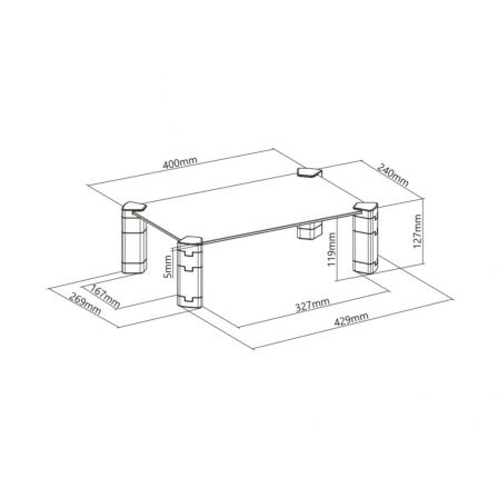 Aisens Soporte Elevador de Cristal Negro para Monitor o Portátil